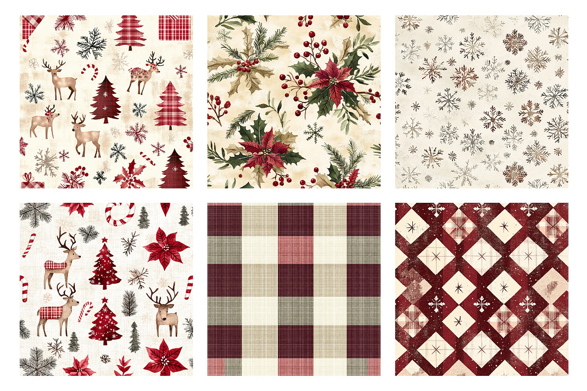 Country Christmas Digital Papers, a Pattern Graphic by SinaCreation (Photo 2 of 5)
