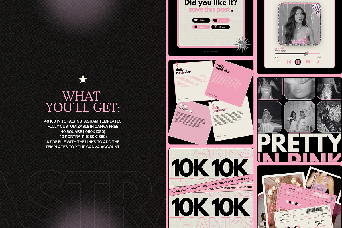 PINK AURA |Instagram Posts Templates, a Social Media Template by Ad Astra Creations (Photo 4 of 6)