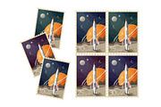 Vintage Space Postage Stamps, a Decorative Illustration by Zonda (Thumbnail 3 of 7)