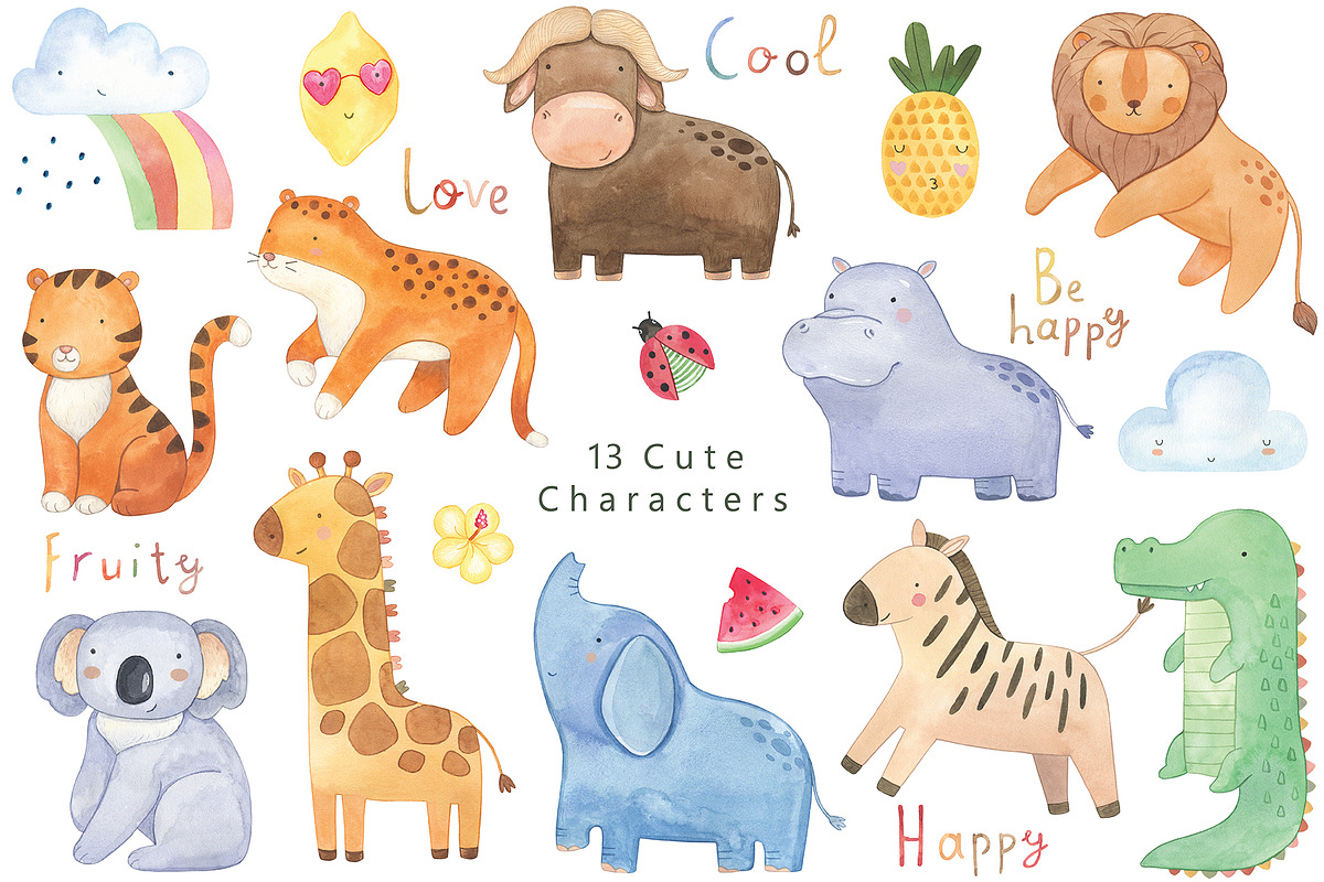 Watercolor Safari Illustration, an Animal Illustration by OxanaTally (Photo 3 of 6)