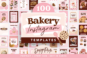 Bakery Instagram Templates Canva, a Social Media Template by Design Pixie