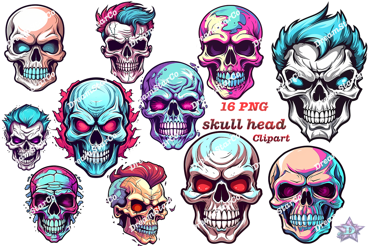skull head clipart, an Object Graphic by DreamerStarCo (Photo 1 of 6)