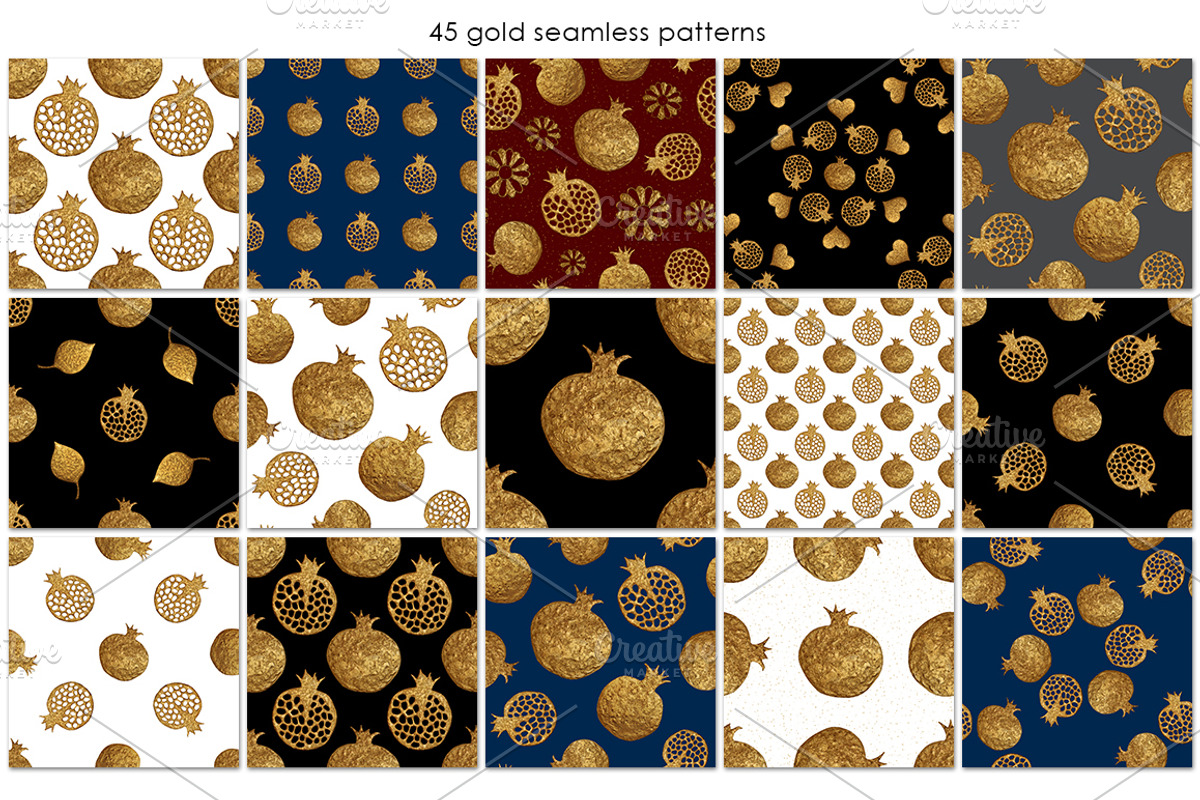 GOLD POMEGRANATE collection, a Pattern Graphic by xgart (Photo 3 of 6)