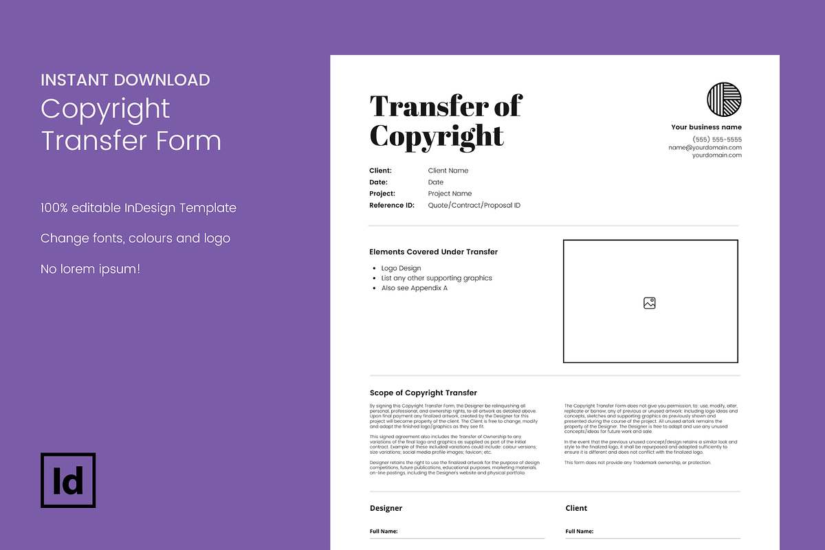 Copyright Transfer Form, a Stationery Template by JenniferLeigh