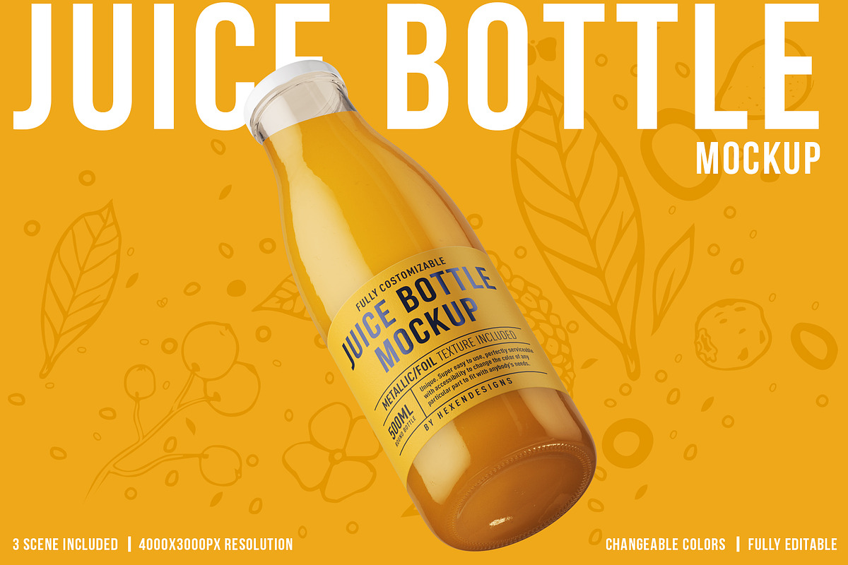 Juice Round Bottle Mockup, a Product Mockup by HexenDesigns (Photo 2 of 12)