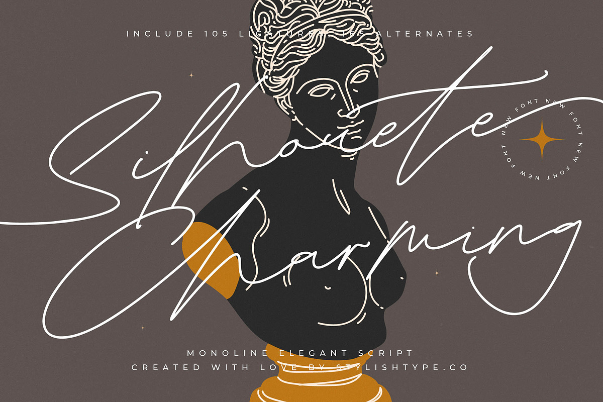 Silhouete Charming Monoline Elegant, a Script Font by stylishtype.co (Photo 1 of 20)
