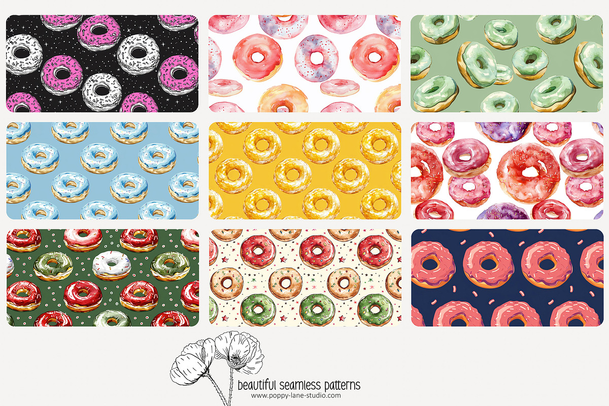70 donuts seamless pattern, a Pattern Graphic by Poppy Lane Studio (Photo 5 of 10)
