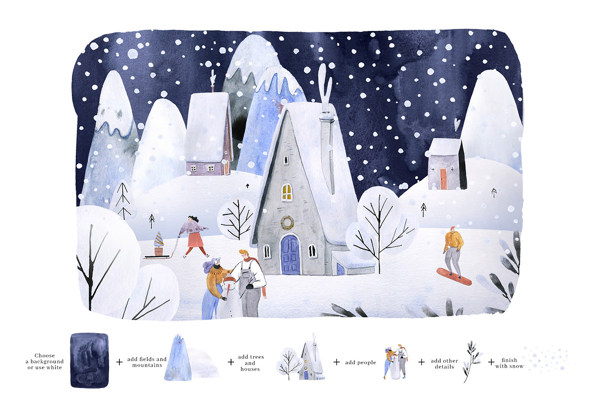 A Walk in the Mountains Watercolors, a Decorative Illustration by Bibela (Photo 4 of 14)