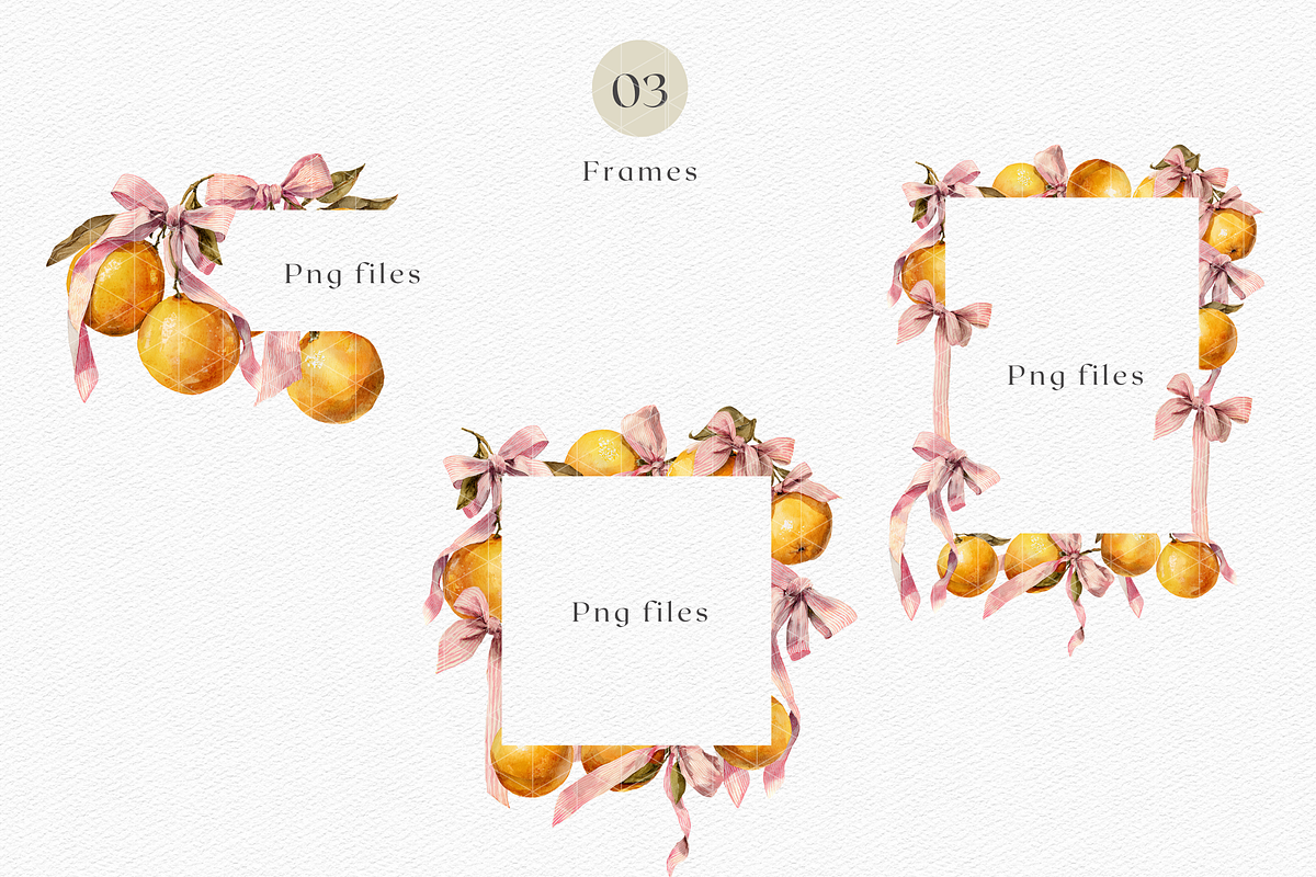 Watercolor Oranges and Bows, a Decorative Illustration by ThaismotaCreativeCo (Photo 6 of 10)