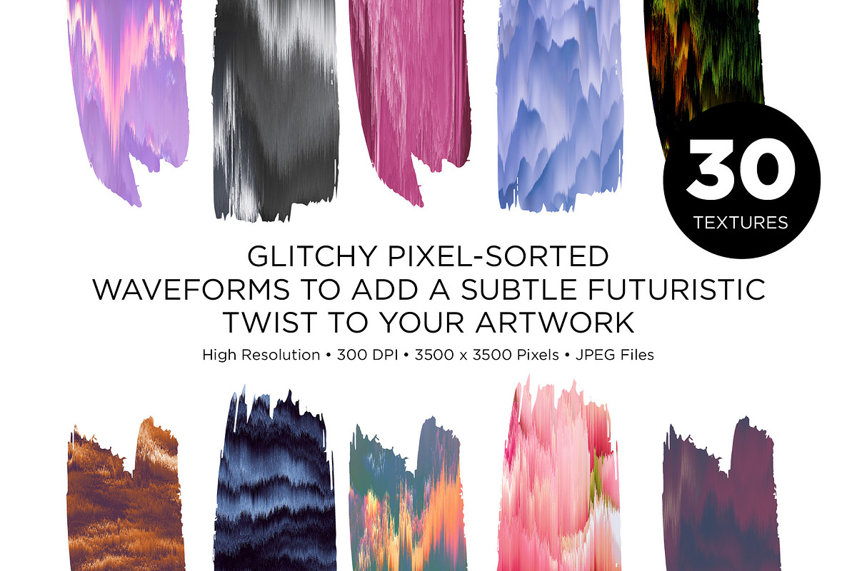 Digital Waveforms Glitch Textures, a Texture Graphic by Designdell (Photo 3 of 5)