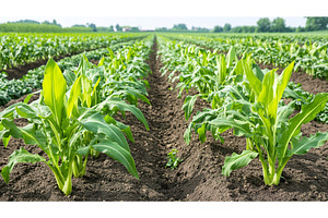 Lush cornfield with bright green, a Nature Photo by Lermont51