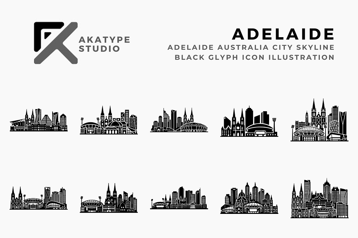 Adelaide Skyline Icons, a Solid Icon by Akatype Studio (Photo 1 of 3)