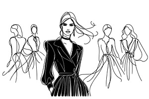 Fashion model silhouettes sketch