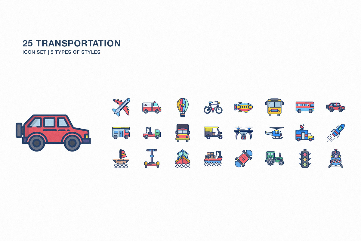 Transportation and Vehicle icon set, an Icon by Icongeek26 (Photo 1 of 6)