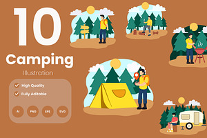 Camping Illustration Pack, an Illustration by baii09
