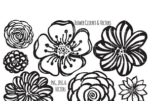 Flower Clipart Hand Painted Brush