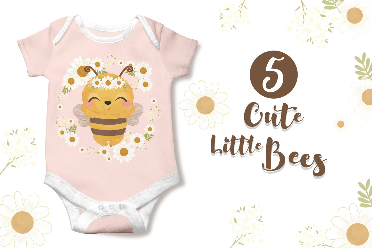 Cute little bees clipart set, an Animal Illustration by DrawStudio1988 (Photo 3 of 6)