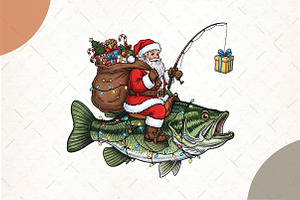Fishing Santa PNG, an Illustration by Watercolor design