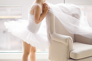 Little ballerina girl 2 years in the studio stock photo containing toddler