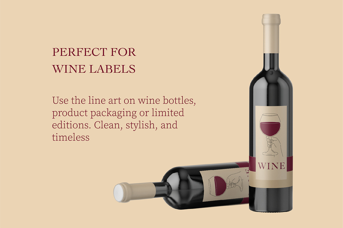 Elegant Wine Glasses & Hand Poses, a Food Illustration by Lettering_Logo (Photo 7 of 9)