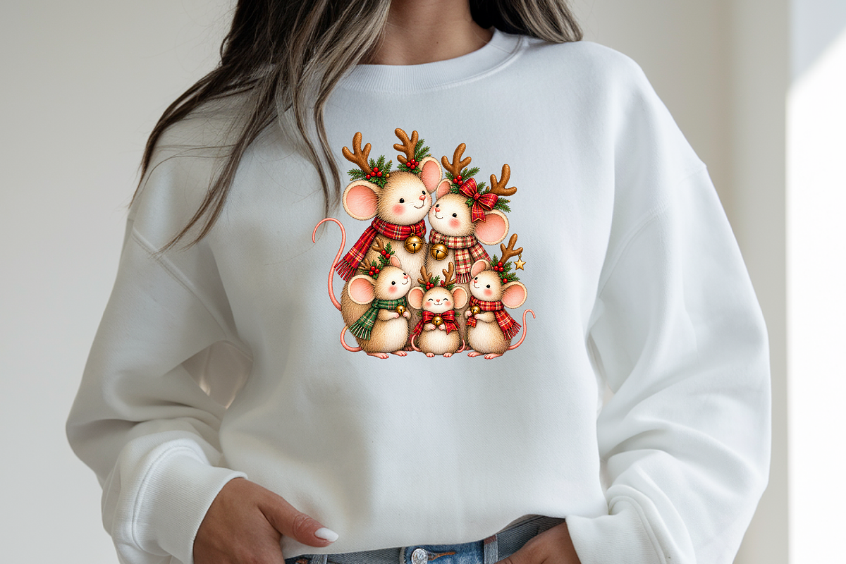 Whimsical Christmas Mouse Family, a Seasonal Illustration by Printable Design Store (Photo 3 of 3)