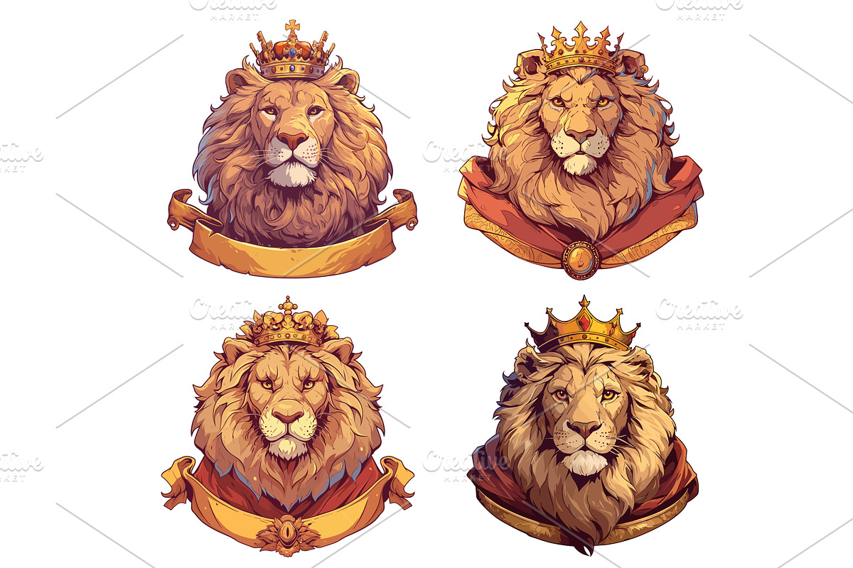 Lion in crown. Cartoon mascot king, an Animal Illustration by Stock-Smart-Start