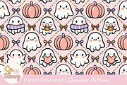 Ghostly Cute Harvest Seamless, a Pattern Graphic by CpSnowy (Thumbnail 1 of 5)