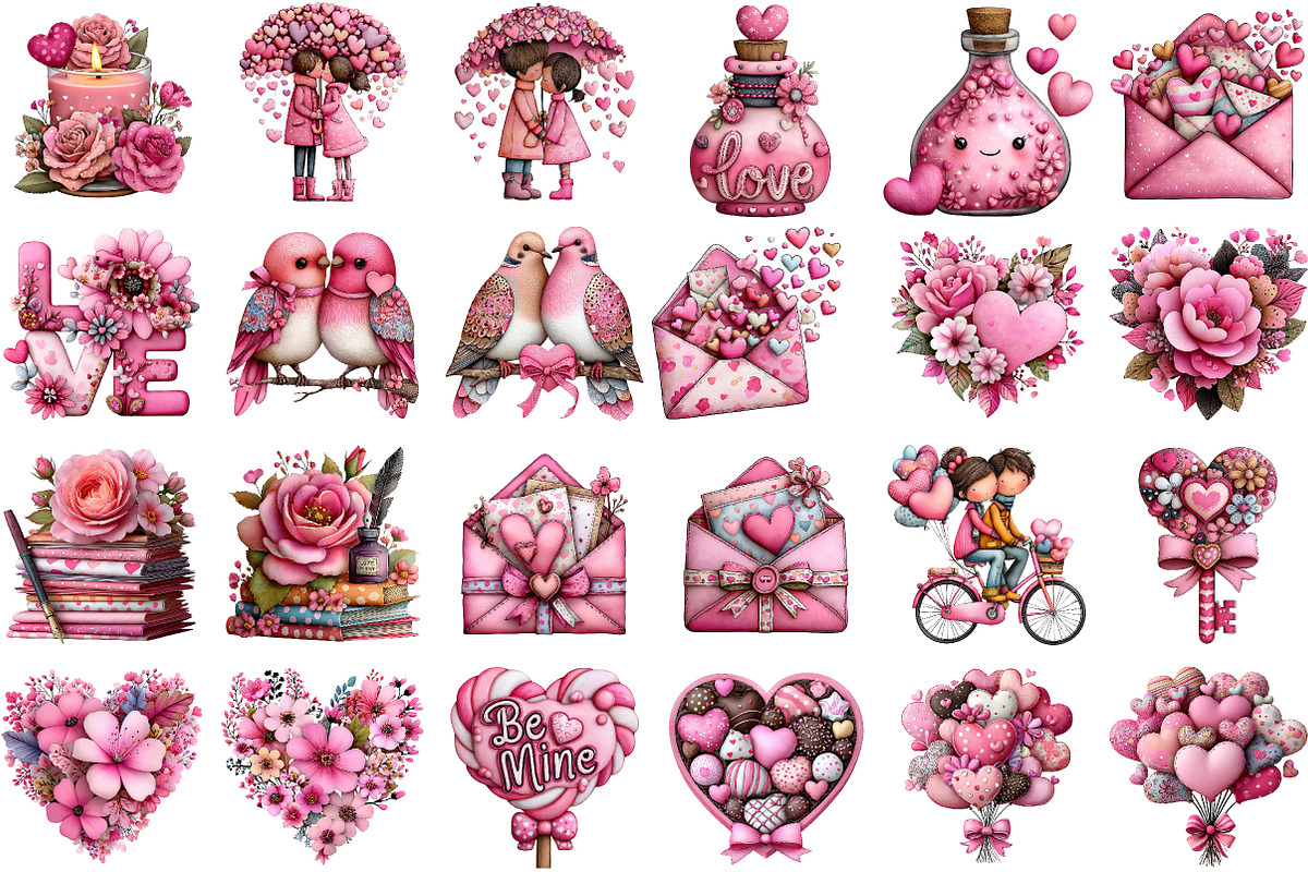 Watercolor Valentine's Day Clipart, an Illustration by DreamCafeArt (Photo 2 of 6)