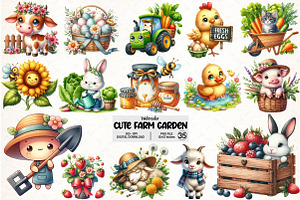 Cute Farm Garden Clipart, an Illustration by Pixels.Craft