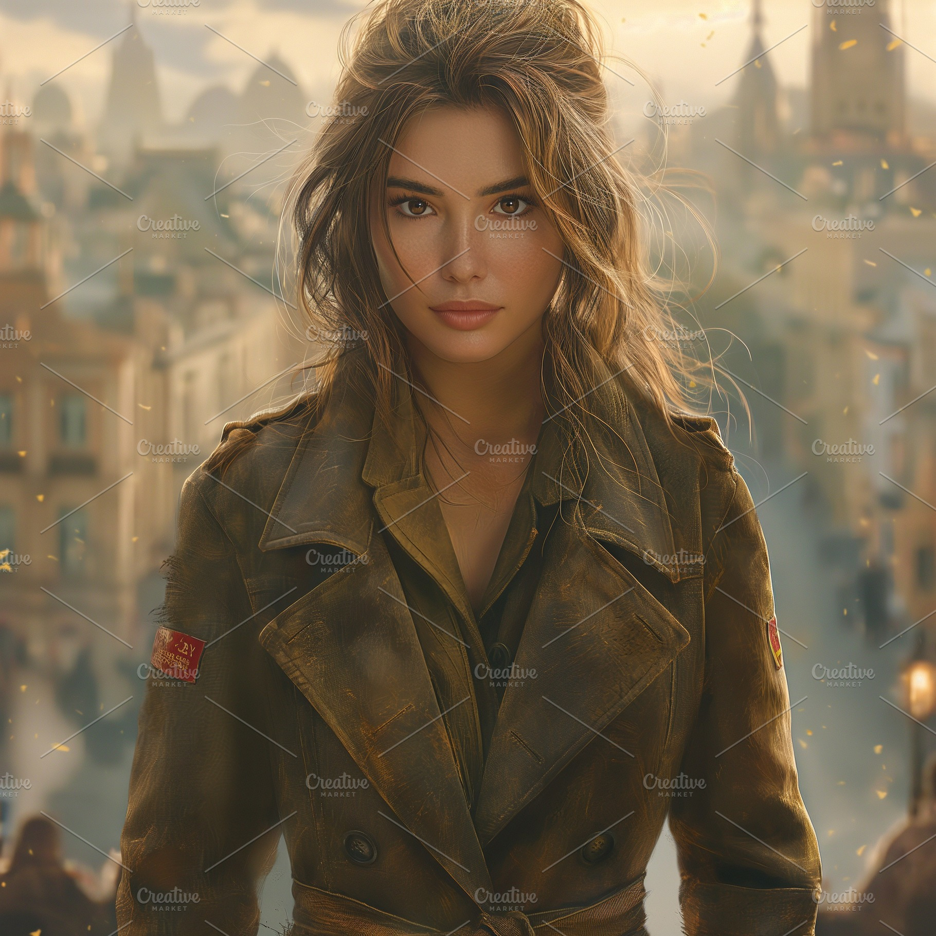 A confident young woman of mixed descent stands in a vintage leather jacket aga, a Person Photo by ImageMir