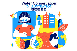 10 Water Conservation Awareness, a Person Illustration by denayunebgt