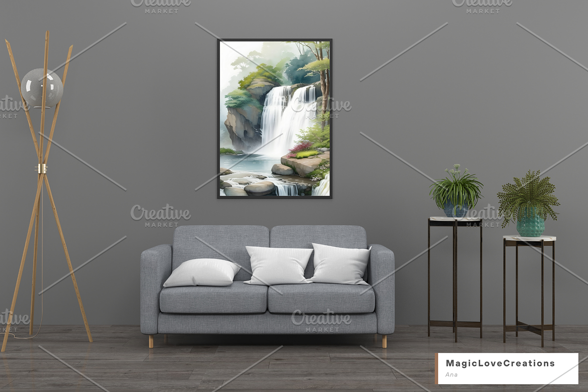 Waterfall Printable Watercolor Wall, a Poster Template by MagicLove Creations (Photo 5 of 8)