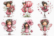 Whimsical Pink Fairy Clipart, a Seasonal Illustration by Craft Nest (Thumbnail 3 of 6)
