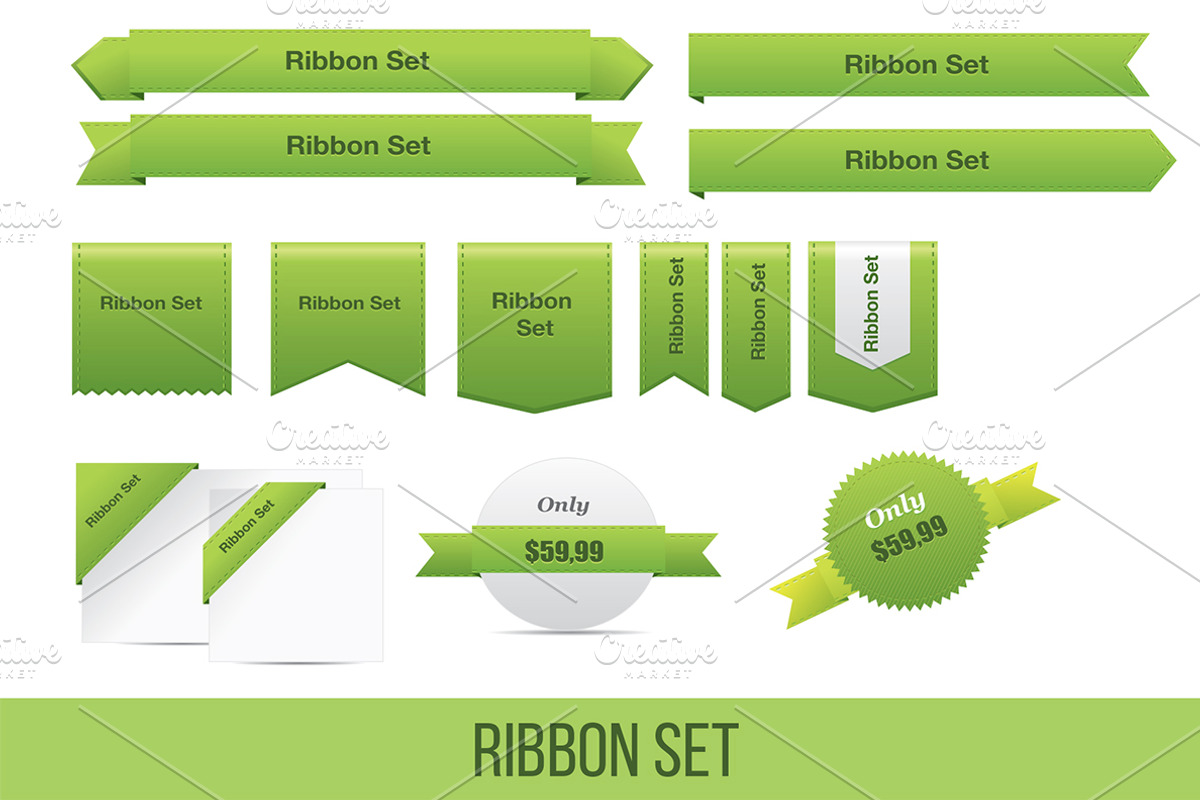 Set of green ribbons, a Graphic by Olga Stanis