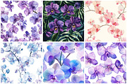 Purple Orchids Digital Paper, a Pattern Graphic by CitraGraphics (Thumbnail 2 of 6)