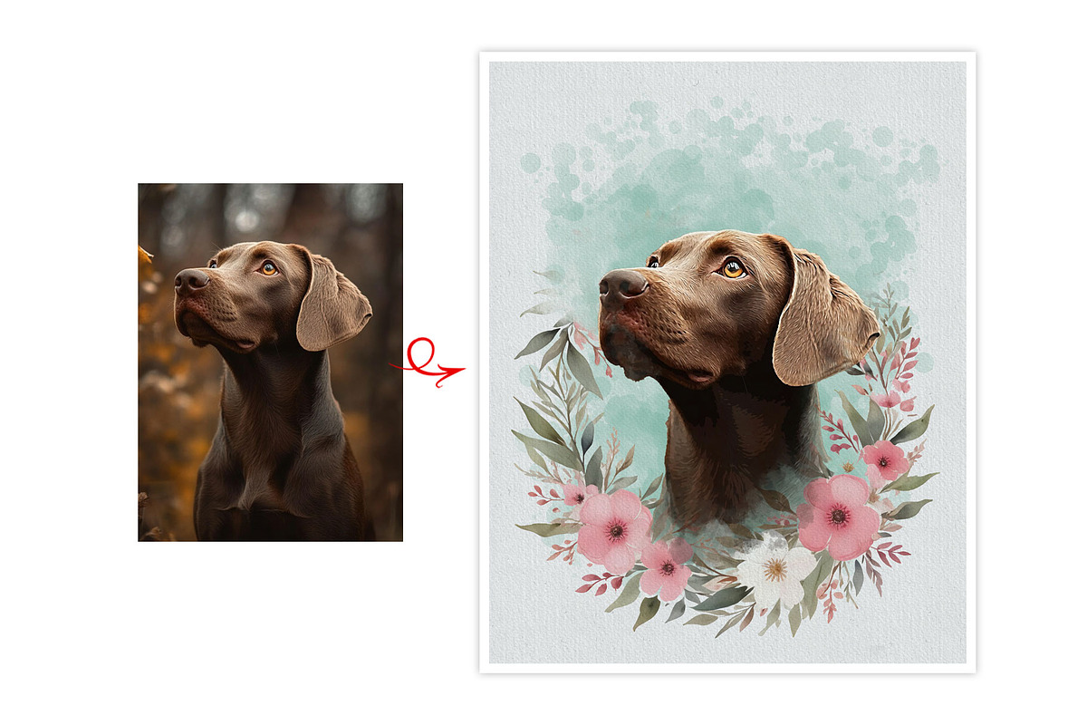 Flower Custom Watercolor Pet Art, an Action Add-On by MRI STUDIO (Photo 11 of 23)