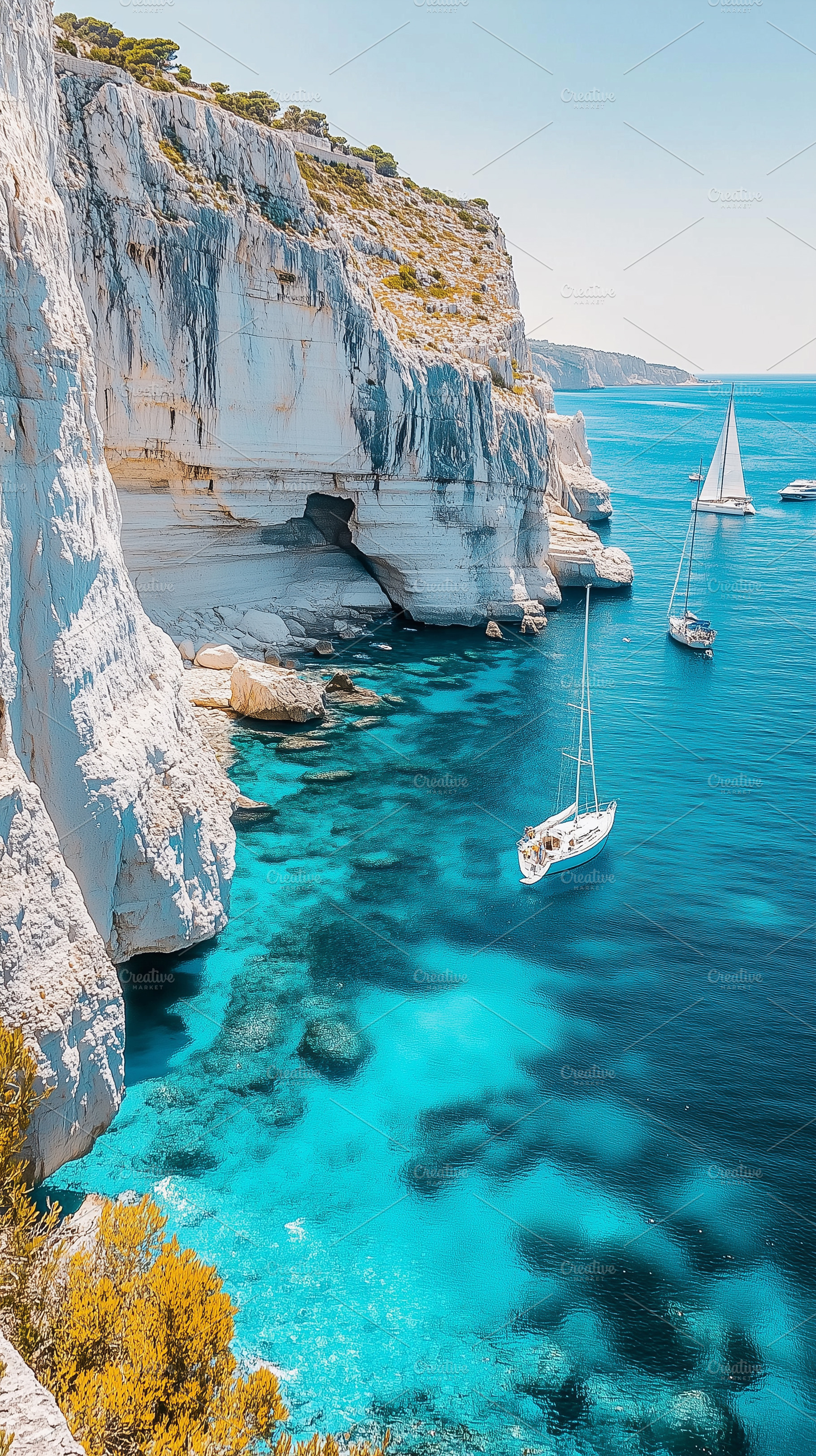 Mediterranean coastline with white, a Nature Photo by MistyDay