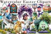 Watercolor Easter Clipart Bundle, an Illustration by Libby Wishes (Thumbnail 1 of 6)