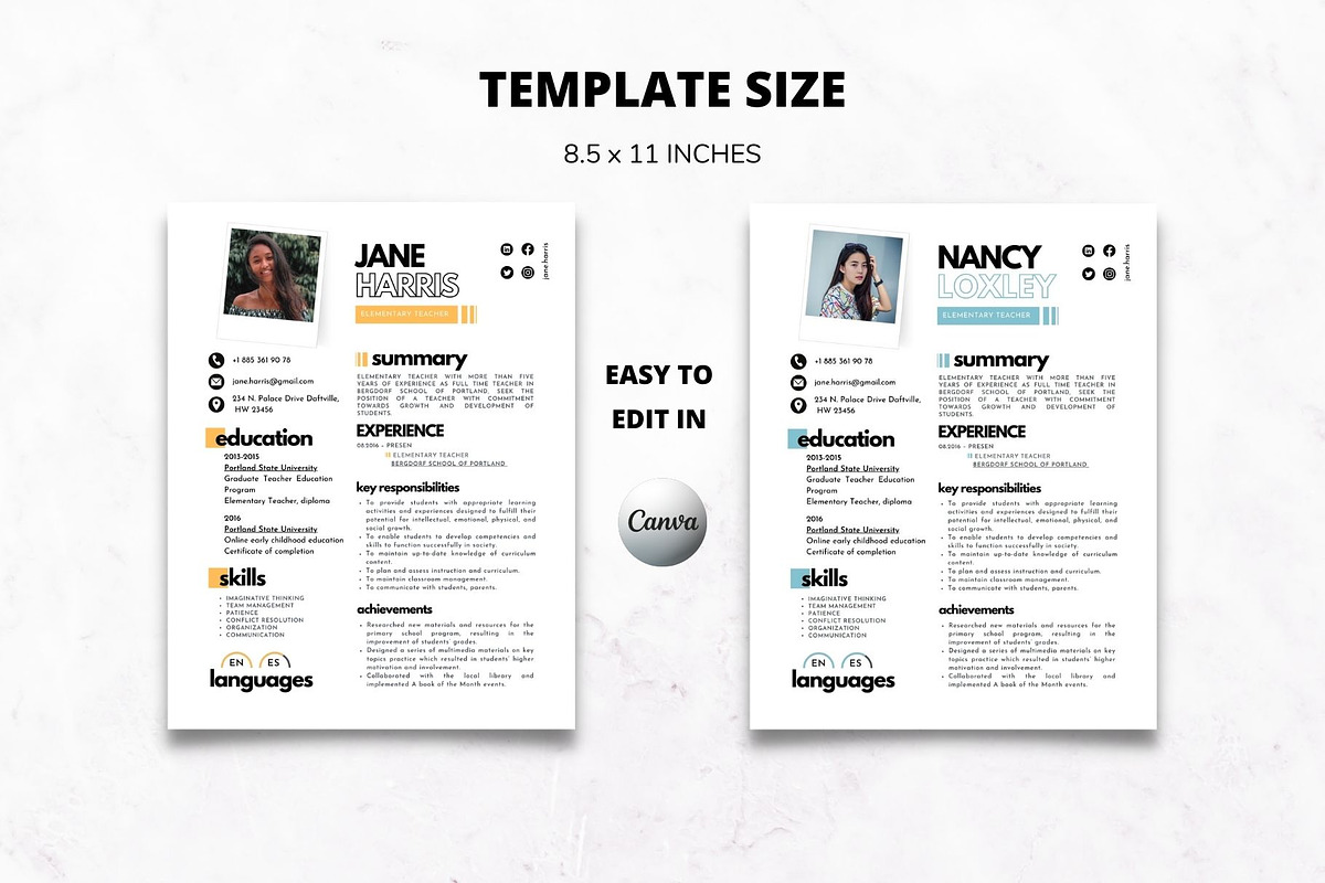 Elementary Teacher Resume Template, a Resume Template by MediaKitTemplates (Photo 8 of 9)