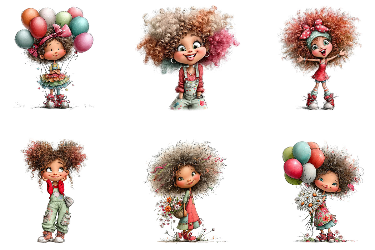 Cute Quirky Girl Clipart PNG, a Seasonal Illustration by CreationArt (Photo 4 of 5)