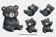15 Bundle Watercolor Black Bear Cute, an Animal Illustration by Morspective (Thumbnail 7 of 8)