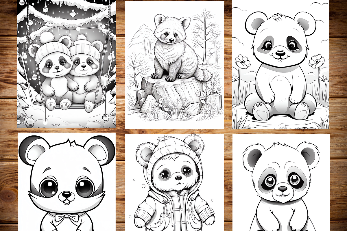 Red Panda Coloring Pages for Kids, a Brochure Template by LA Design (Photo 3 of 10)