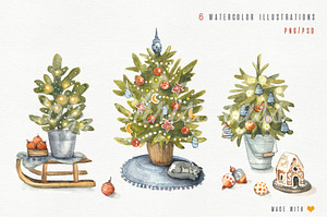 Christmas Trees Watercolor Set