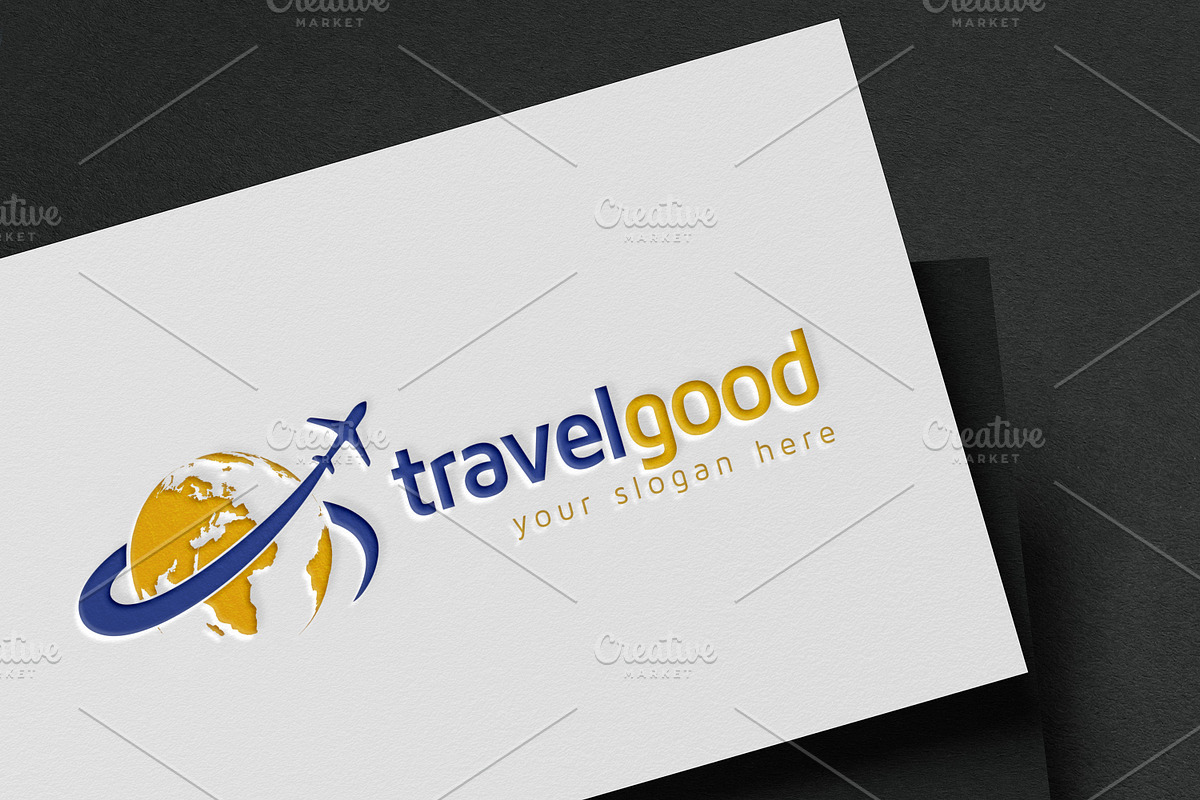 Travel Logo with World Map & Plane, a Branding & Logo Template by Kreative Labs (Photo 2 of 2)