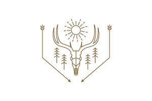 Hipster Deer Skull With Arrow Logo