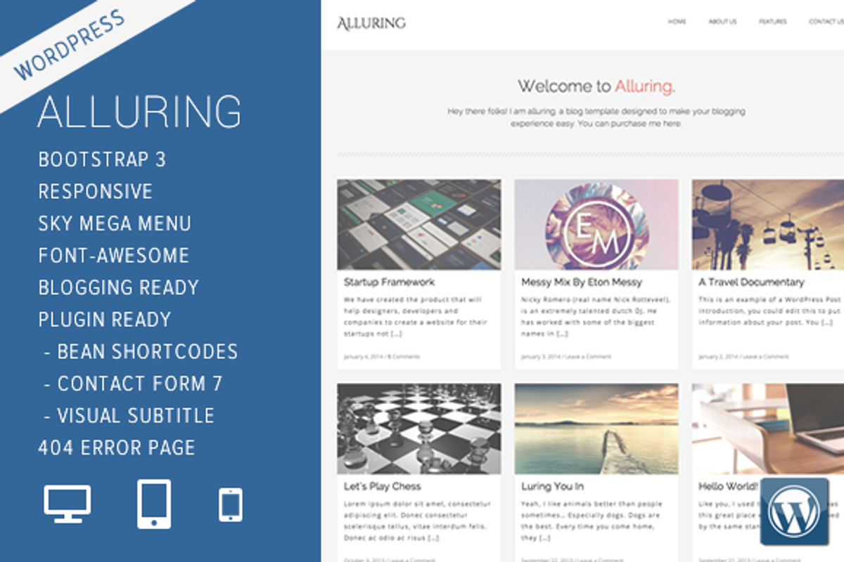 Alluring WordPress Theme, a WordPress Template by FWPolice (Photo 1 of 5)