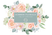 Summer Floral Peony Roses Clipart, a Background Graphic by Essem Creatives (Thumbnail 1 of 5)