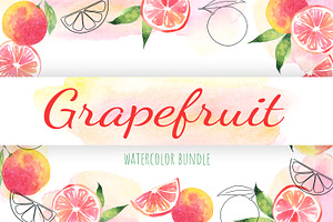 Grapefruit Watercolor Clipart, a Decorative Illustration by YuskinKot