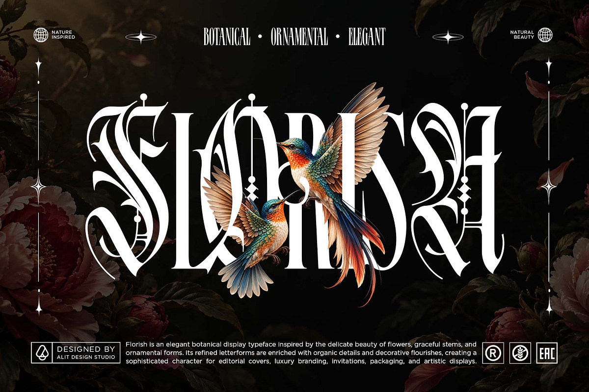 Flora Branch Typeface, a Blackletter Font by alit design (Photo 17 of 20)