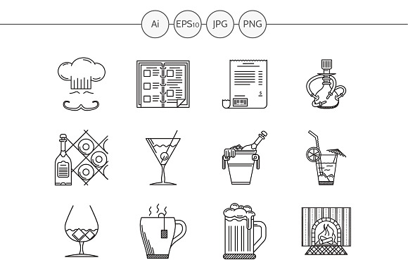 Restaurant Black Line Vector Icons